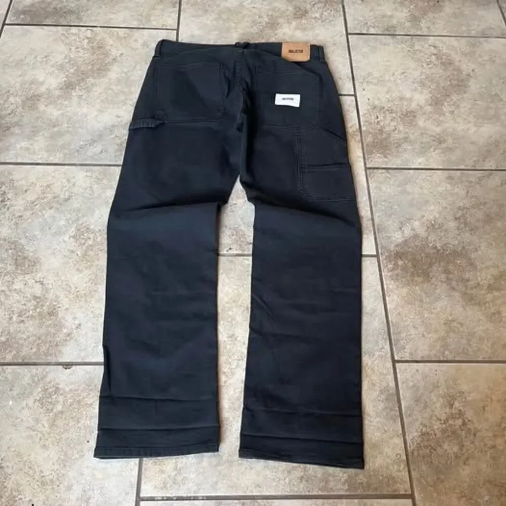 Hollister Men's Baggy Double Knee Carpenter Pants Black Utility Workwear 32x32